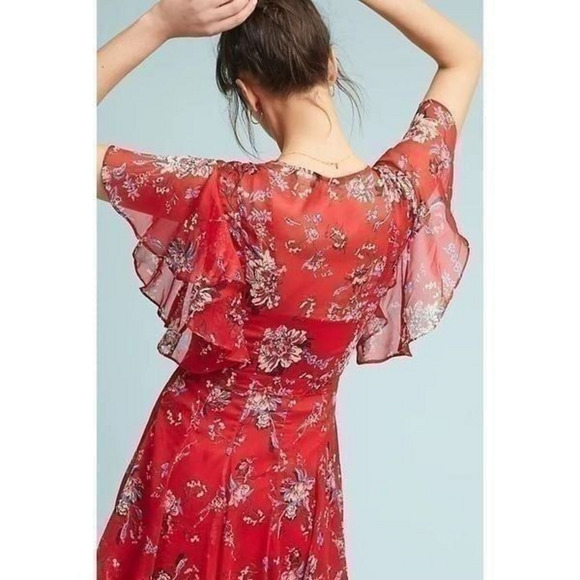 Anthropologie Ranna Gill Keira Red Floral‎ Dress Size XS - Picture 2 of 12